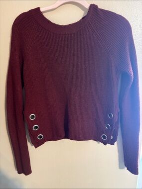 Rue21 Maroon Crewneck Sweater with Side Grommet Detail